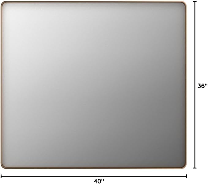 LOAAO 40”X36” Gold Bathroom Mirror, Rounded Rectangle Gold Frame Mirror, Brushed Gold Bathroom Vanity Mirror Wall-Mounted, Anti-Rust, Tempered Glass, Hangs Horizontally or Vertically | Rounded Rectangle, Brushed Gold Frame, Wall-Mounted, Anti-Rust, Tem...