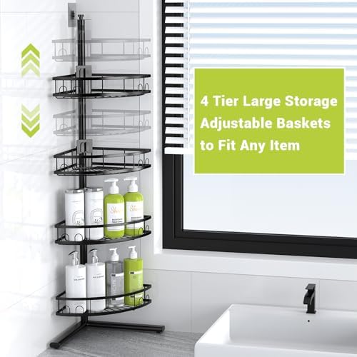 Standing Shower Caddy Corner - Rustproof Bathroom Shower Stand Shelf