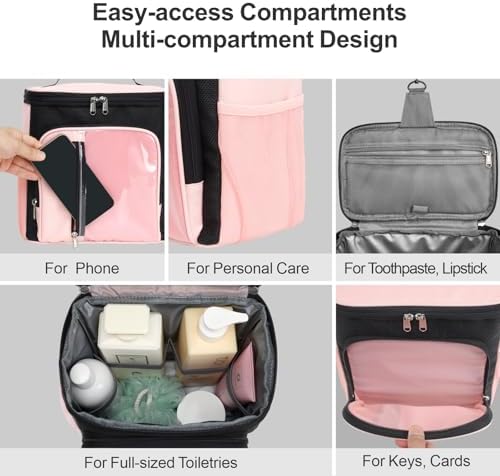 F-color Shower Caddy Portable for Dorm - Shower Bag Fits Full-Size Bottles