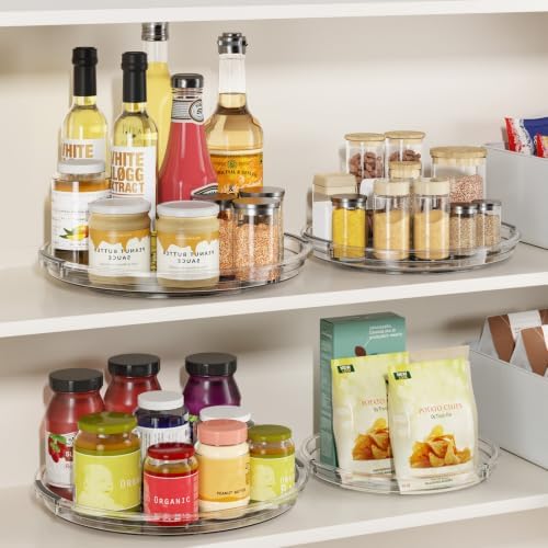 LAMU 4 Pack 12'' Lazy Susan Organizer Turntable for Cabinet, Pantry Organizers and Storage, Rotating Condiment Organizer for Kitchen, Table Top, Fridge, Countertop, Spice Organization
