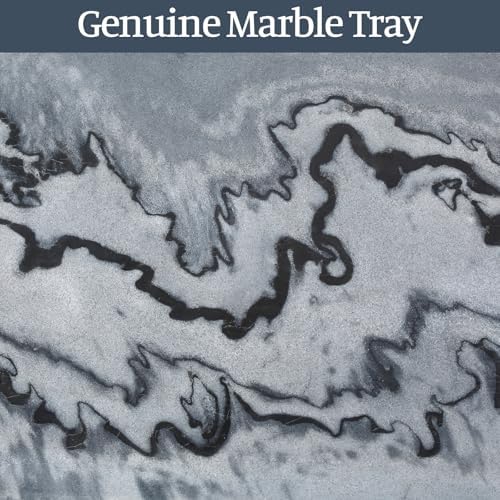 Koville Natural Marble Tray, 12"x6" Decorative Tray for Countertop, Catchall for Perfume, Candles, Jewelry Dish Elephant Grey