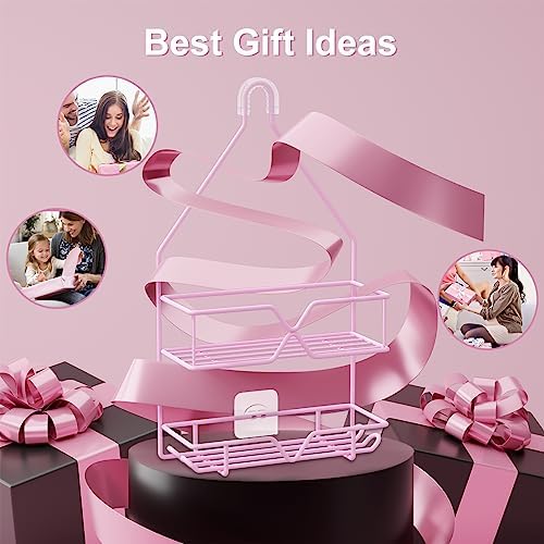 TreeLen Pink Shower Caddy Over Shower Head, Pink Bathroom Accessories, Gift for Girlfriend, Wife, Little Girl