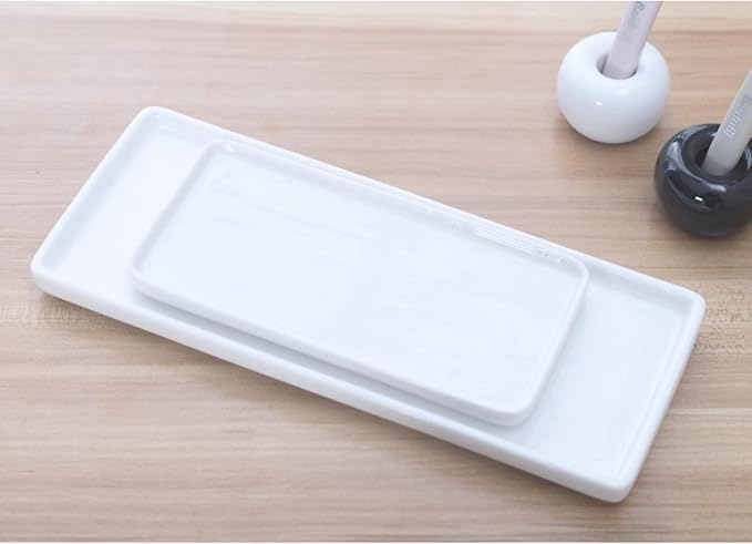 Ceramic Toothbrush Holder for Bathroom Toothbrush Tray for Vanity Countertop Storage Organizer for Holding Toothpaste Dental Floss Picks Makeup Brushes Trays for Household Purposes(Small)