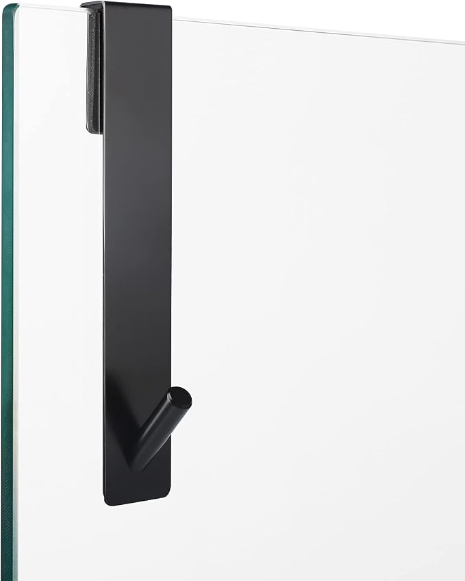 Simtive Extended Shower Door Hooks (7-Inch), Over Door Hooks for Bathroom Frameless Glass Shower Door, Towel Hooks, 3-Pack, Black