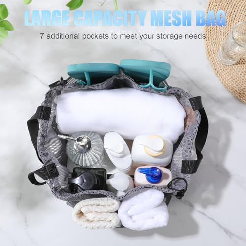 Talltalk Mesh Shower Caddy with Drawstring Basket, Classic Color, 3 Pcs