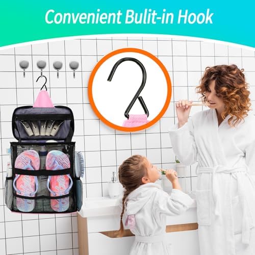 Dorm Room Essentials for Girls, Mesh Shower Caddy Hanging, Large Capacity Toiletry Bag for Women, Quick Dry Shower Bag for Camping, Cruise, Travel Essentials, Christmas Birthday Gifts for Women Girls