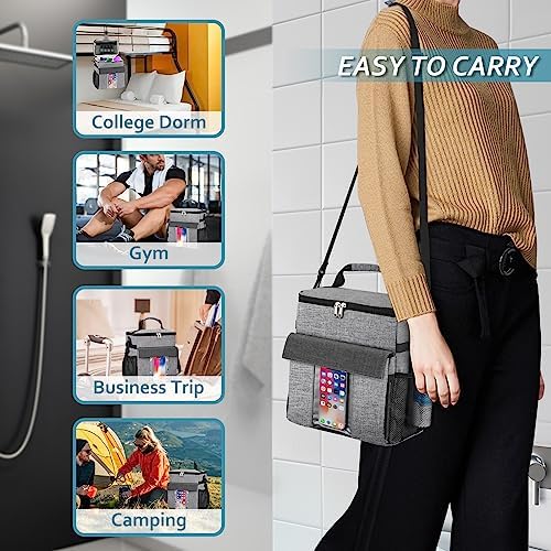 Portable Shower Caddy Tote Bag, Mesh Hanging Organizer, Gray