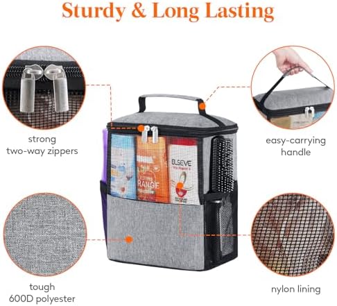 Lifewit Shower Bag Mesh Shower Caddy Portable College Dorm Room Essentials Tote Bag for Bathroom, Gym, Travel, Camping Quick Dry Hanging Shower Organizer Basket Toiletry Bag, Medium, Grey