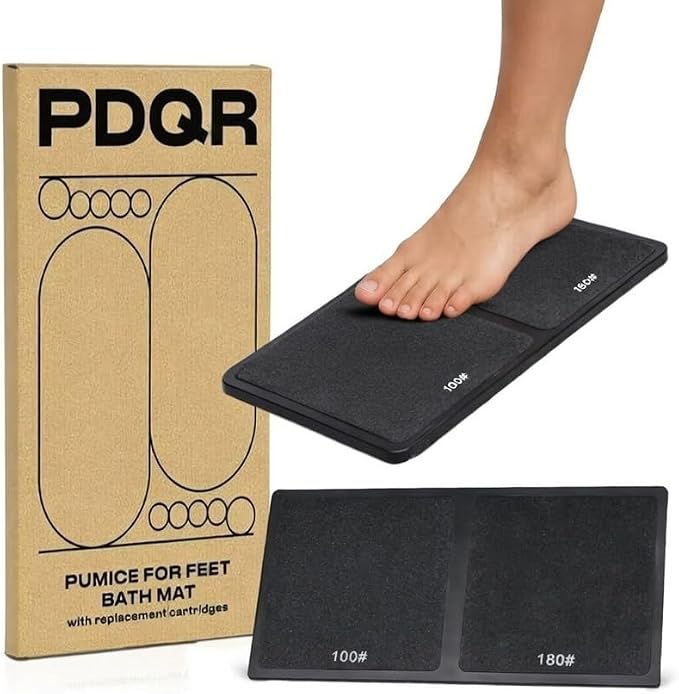 Premium Pumice Mat for Feet with 100 & 180 Grit Stones, Foot Exfoliator Scrubber Callus Remover and Exfoliator for Smooth Heels and Toes, Gentle Durable Foot Care Tool for At-Home Pedicure.