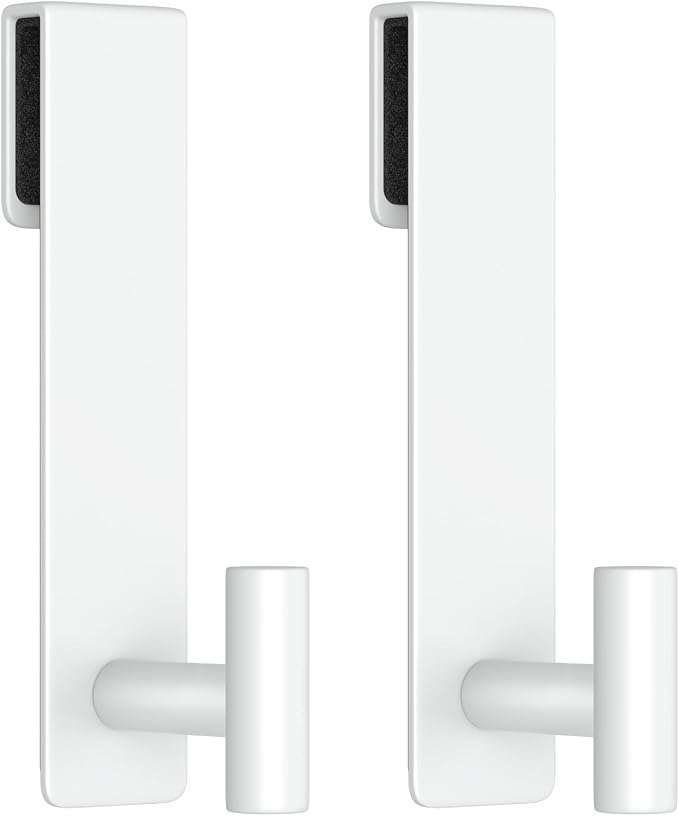 Shower Door Hooks, Heavy Duty Rack Hooks for Robe, Stainless Steel Robe Towel Hooks for Bathroom, Fits Frameless Glass Shower Doors up to 3/8" (10mm) Thick (White, 2 Pack)