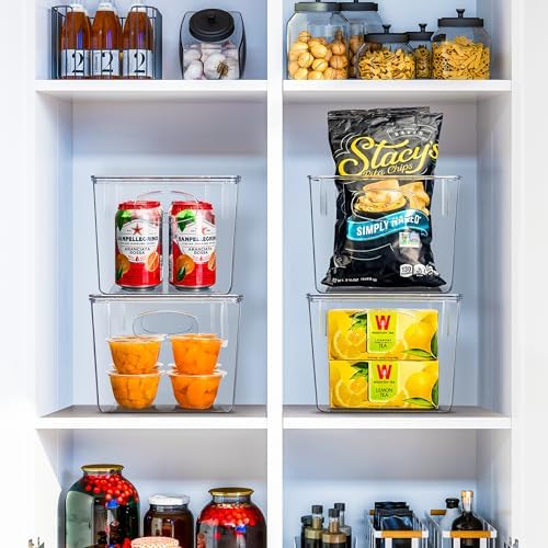 Sorbus Medium Plastic Storage Bins with Lids - Kitchen, Pantry, Refrigerator Organizer Bins - Clear, 4 Pack