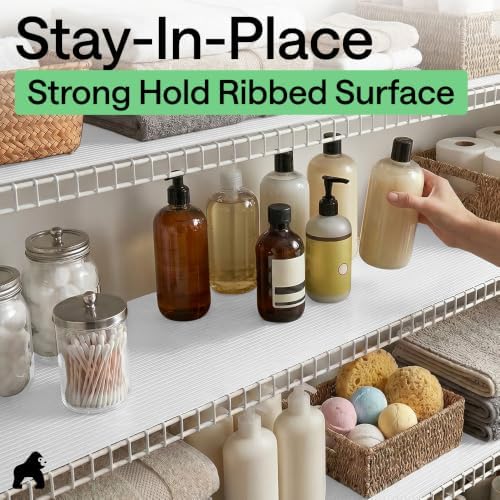 GORILLA GRIP Shelf Liner, Non-Adhesive Cabinet Liners, 20"x30' White