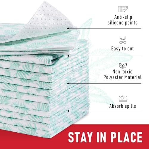 Cooyes Absorbent Refrigerator Liners, Non Slip Shelf Liner for Drawers & Kitchen Cabinets, Cloth Material Keep Produce Fresh Longer, Machine Washable, 17.7" * 24", 6 Pack