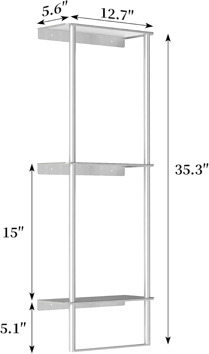 Towel Racks for Bathroom, 3 Tier Towel Rack with Shelf and Towel Bar, Wall Mounted Towel Rack, Towel Storage and Organizer - Brushed Nickel