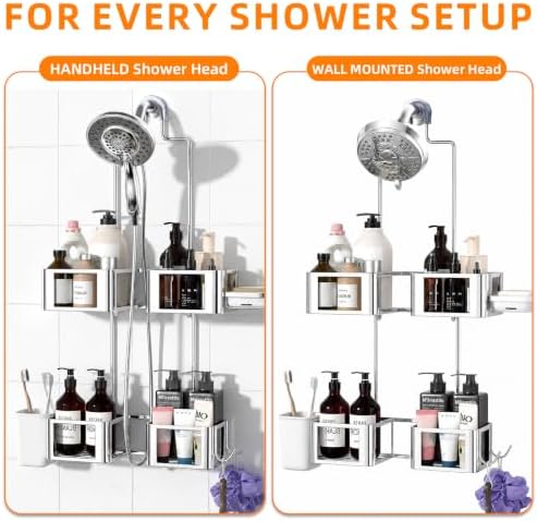 Shower Caddy Haging for Handheld Showerhead, Over Head Shower Caddy,Silver