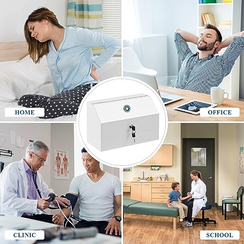 KYODOLED Medicine Lock Box with Keys, Wall Mount Steel Cabinet, White