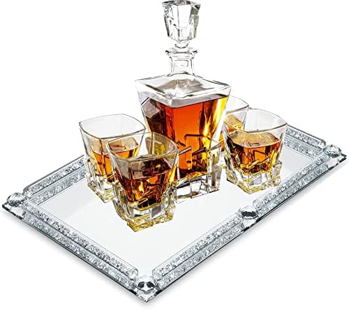 Crystal Glass Tray, 11.8"x7.9" Silver Rectangular Perfume Tray