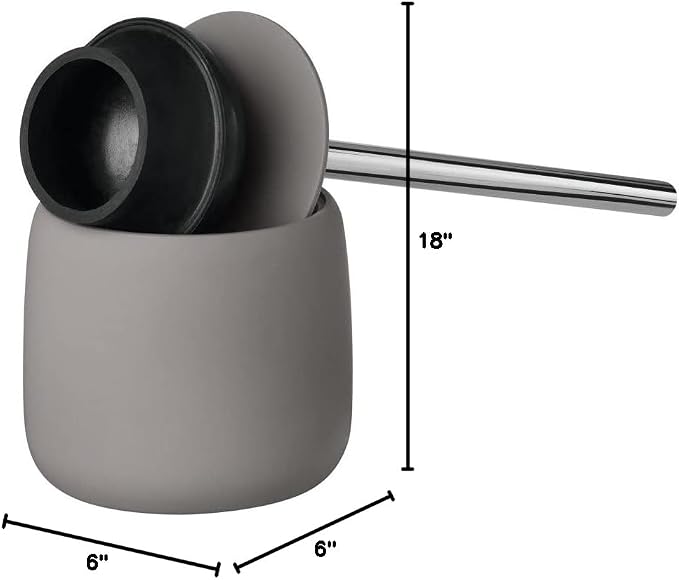 blomus SONO Toilet Plunger with Decorative Holder - Ceramic Soft Touch with Stainless Handle - Modern Design - Satellite (Taupe)