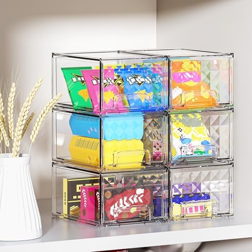 Delamu 4 Pack Stackable Storage Drawers organizer, Clear