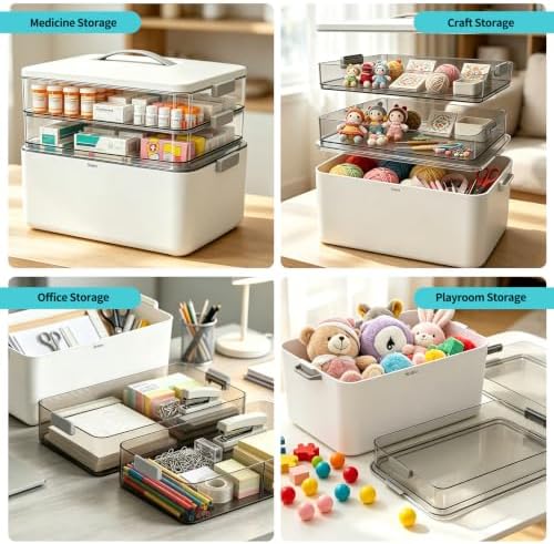 3-Tier ExtraTall Medicine Cabinet Organizer - Medicine Cabinet with Handle Multipurpose Medicine and Pill Bottle Organizer for Bathroom Cabinets, Pantry Shelves, Dorm Rooms, Home Storage, and Travel