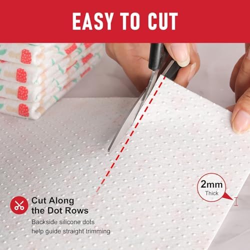 Cooyes 6 Pack Cloth Shelf Liners 12" × 24", Non-Slip Refrigerator Liners Machine Washable, Easy to Cut, Freezer Drawer Mats for Glass Shelves and Kitchen Cabinets, (Red Mushroom)