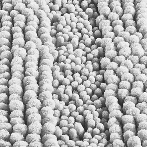 Yimobra U Shaped Toilet Rug Set, Absorbent Chenille, 32x20+24x20, Silver Gray