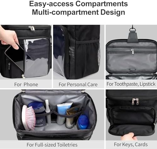 F-color Shower Caddy Portable for Dorm - Shower Bag Fits Full-Size Bottles