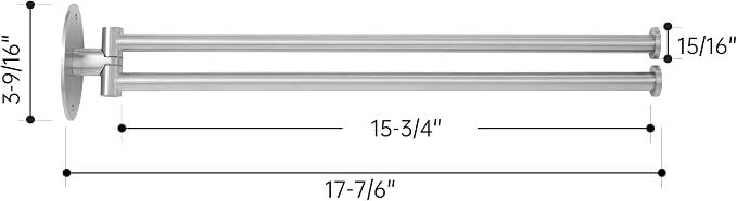 KES Kitchen Swivel Towel Bar 15-Inch, Swivel Towel Rack for Dish Towel, Double Towel Bar 2-Arm Wall Mounted, SUS 304 Stainless Steel, Brushed Finish, A2106S40-2