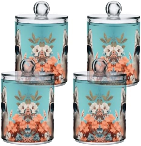 MNSRUU 2 Pack Qtip Holder Organizer Dispenser Cute Dog Siberian Husky Pink Bathroom Storage Canister Cotton Ball Holder Bathroom Containers for Cotton Swabs/Pads/Floss