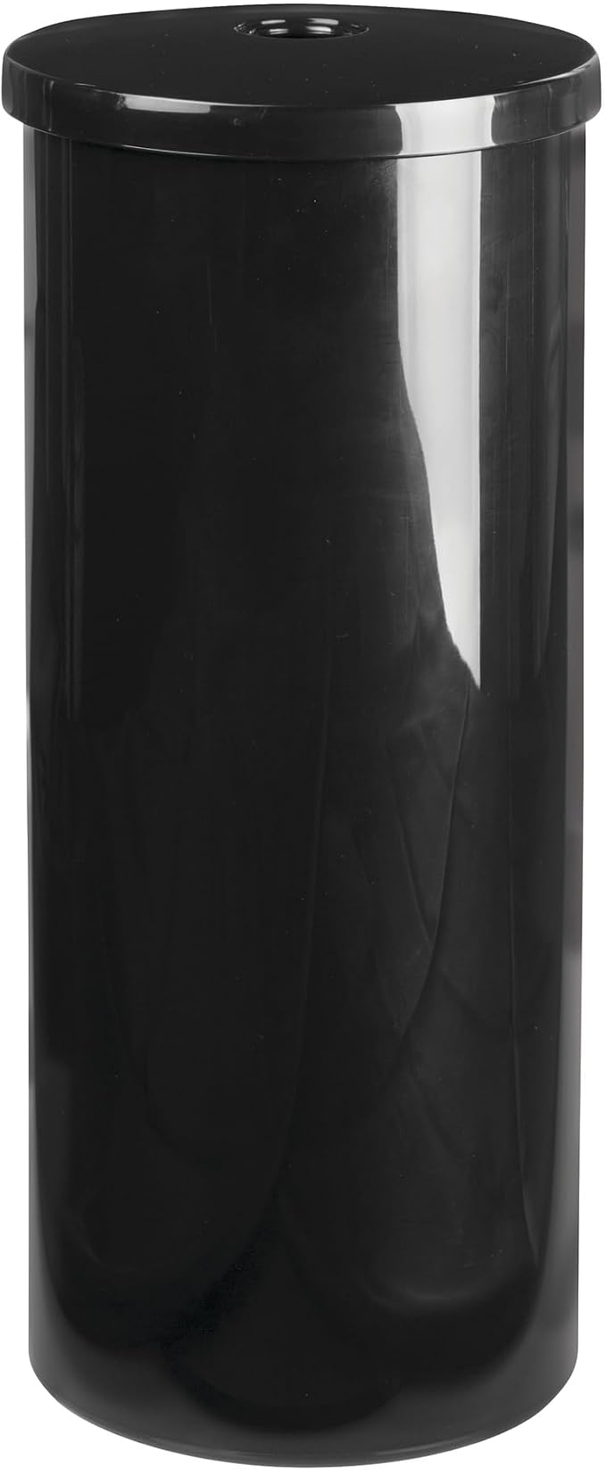 iDesign Freestanding Toilet Paper Canister with Lid, Black | For 3 Extra Rolls, Made in USA