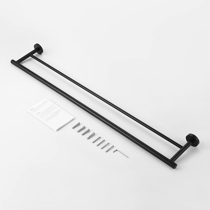 KES Double Towel Bar 33.6 Inch, Bathroom Towel Rack Towel Rod SUS304 Stainless Steel Rustproof Wall Mounted Matte Black, A2001S86-BK