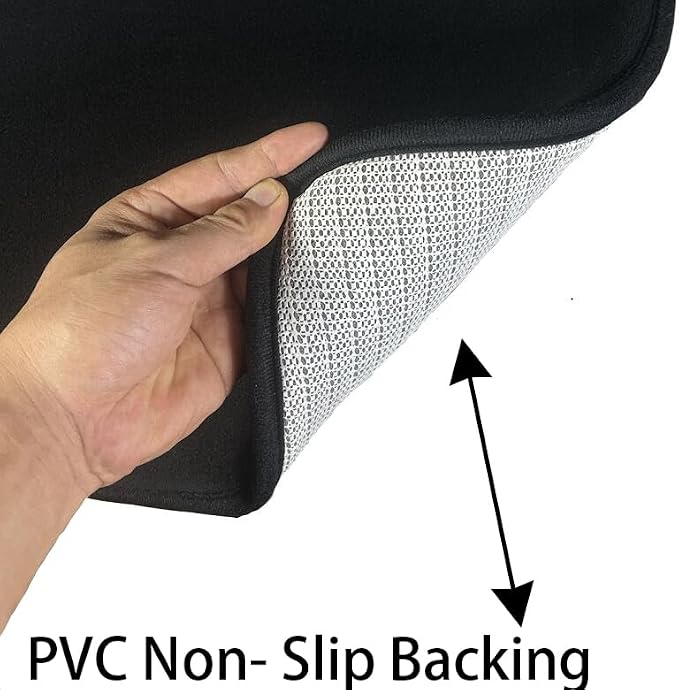 Madeals Velvet Toilet Lid Cover and Tank Lid Cover with Memory Foam Toilet Mat 3 Piece Toilet Contour Mat Set Black