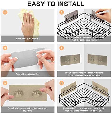 Corner Shower Caddy 2-Pack, Shower Shelves with 8 Pack Powerful Adhesive Hooks, 2-in-1 Bathroom Organizer Storage for Toilet, Kitchen, and Dorm