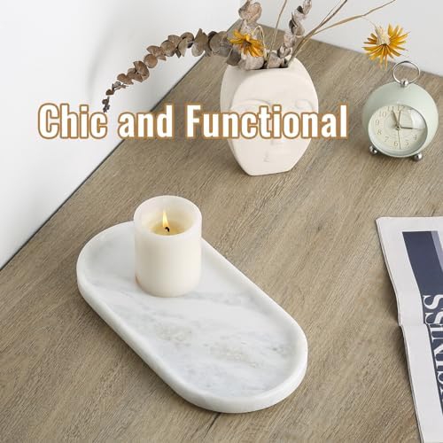 Koville African Natural Marble Decorative Tray, 12"x6" - Countertop Organizer, Catchall Tray for Perfume, Candles, Jewelry