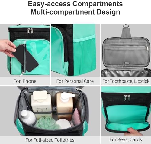 F-color Shower Caddy Portable for Dorm - Shower Bag Fits Full-Size Bottles
