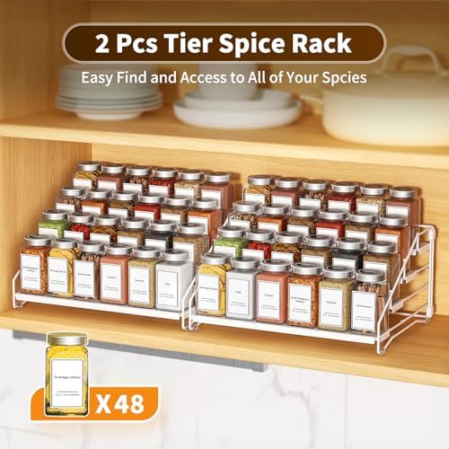 BOIVSHI Spice Organizer for Cabinet, Depth Adjustable Spice Rack, White