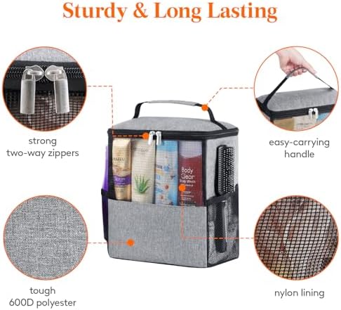 Lifewit Shower Bag Mesh Shower Caddy Portable College Dorm Room Essentials Tote Bag for Bathroom, Gym, Travel, Camping Quick Dry Hanging Shower Organizer Basket Toiletry Bag, Large, Grey