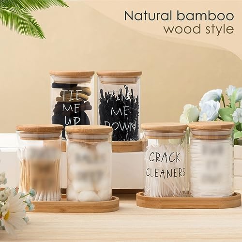 Tessco for you 6 Pcs Apothecary Glass Jars with Lids, Bathroom Holder