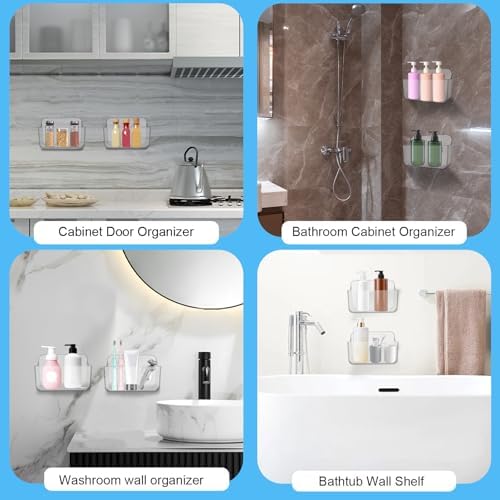 CGBE 2-Pack Cabinet Door Organizer, Self Adhesive Bathroom Shelves, Clear