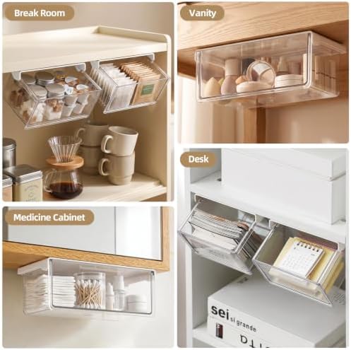 Medicine Cabinet Organizer Drawer, Under Shelf Storage for Bathroom