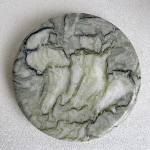 Natural Marble Round Vanity Tray Jewelry Makeup Dish Decorative Tray for Coffee Table,Bathroom,Bedroom (Green Emerald)