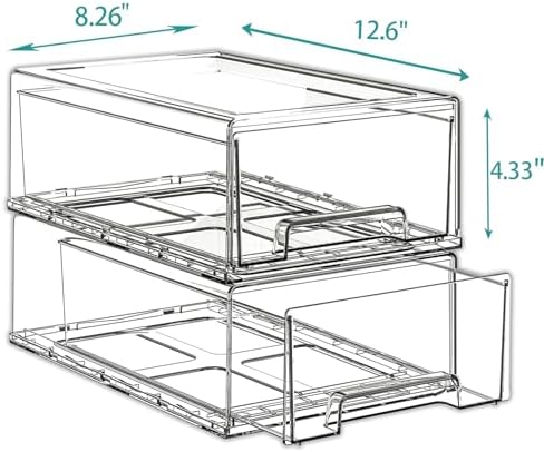 2 Pack - Clear Pulling Medicine Drawer First Aid Kit Box for Bathroom, Cabinet, Closet,Medicine Organizer, Medicine Storage Box Adhesive Bandages Family Emergency Kit (L drawer)