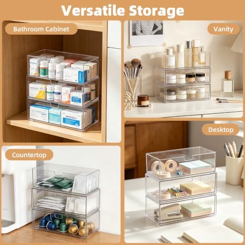 Stackable Medicine Cabinet Organizer for Bathroom, 3 Pack