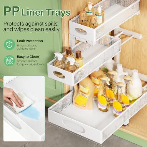Kitstorack Under Sink Organizer 3-Tier Slide Out Drawer for Bathroom 1-Pack