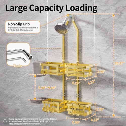 GAOKASE Aluminum Shower Caddy Hanging, Never Rust Shower Organizer