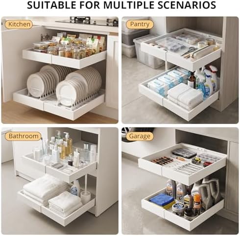 DOMNIU 4 Pack Pull Out Cabinet Organizers Expandable Width (12.4''-20.27'')
