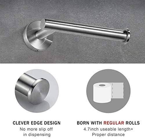 MARMOLUX ACC 2-Pc Bathroom Hardware Set - Hand Towel Holder for Bathroom Wall - Toilet Paper Holder Stand Wall Mount - Towel Holder Hanger Rack Stainless Steel Bathroom Set Towel Ring - Brushed Steel