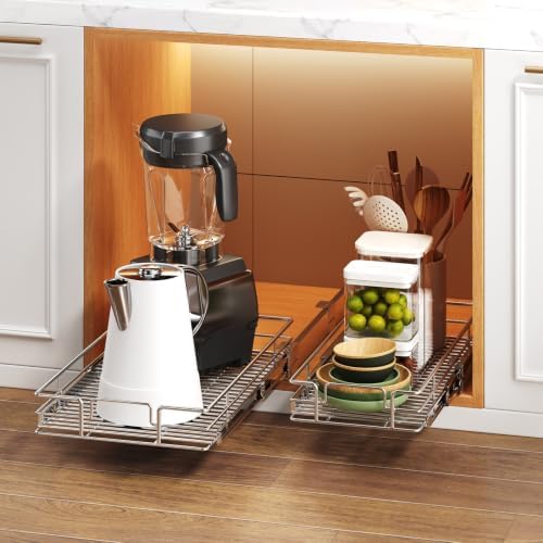 Pull Out Cabinet Organizer 16½" W x 21½" D, Heavy Duty Cabinet Pull Out Shelves, Slide Out Drawers Organization for Kitchen Cabinets Bathroom