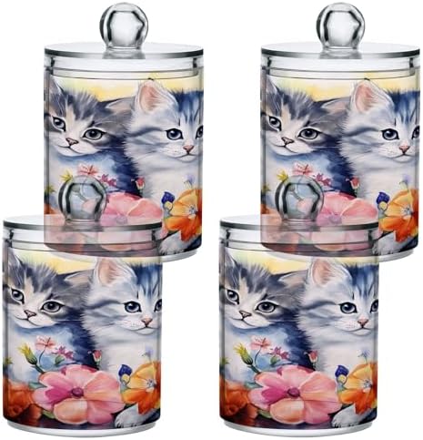 2 Pack Qtip Holder Dispenser with Lids, Plastic Storage Containers, Bathroom Canisters Organizer for Cotton Ball, Swab, Round Pads, Floss 21215774