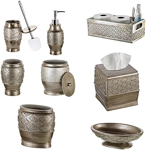Creative Scents Dublin Silver 6 Piece Resin Bathroom Accessories Set